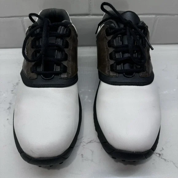 Footjoy Greenjoys Mens‎ 10.5 M Golf Shoes White Brown Saddle - Picture 2 of 15